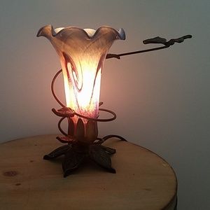 Tiffany Style Blue Lamp with Butterfly